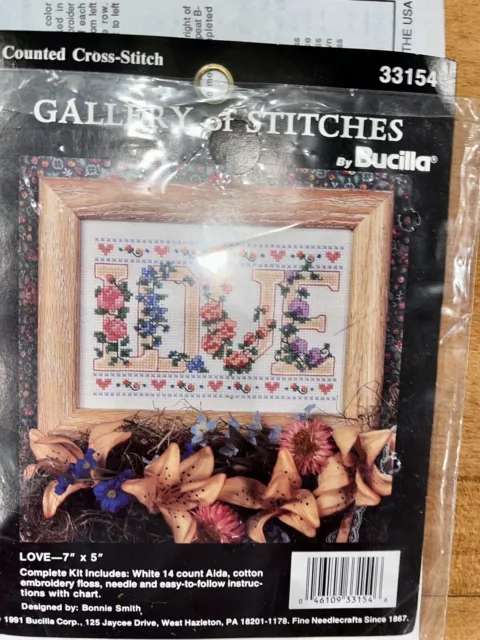 Finished  Love Gallery of Stitches by Bucilla Floral  7"x5" No Embroidery Chart
