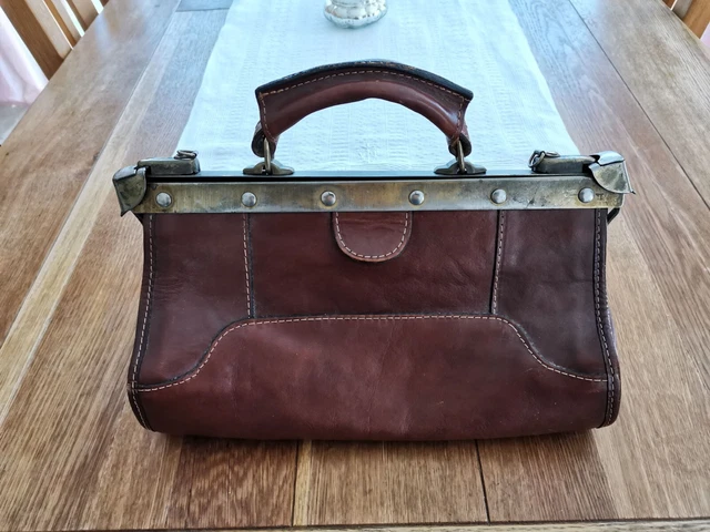 Leder Arzttasche Doktor Hebammentasche alt robust Echtleder Vintage
