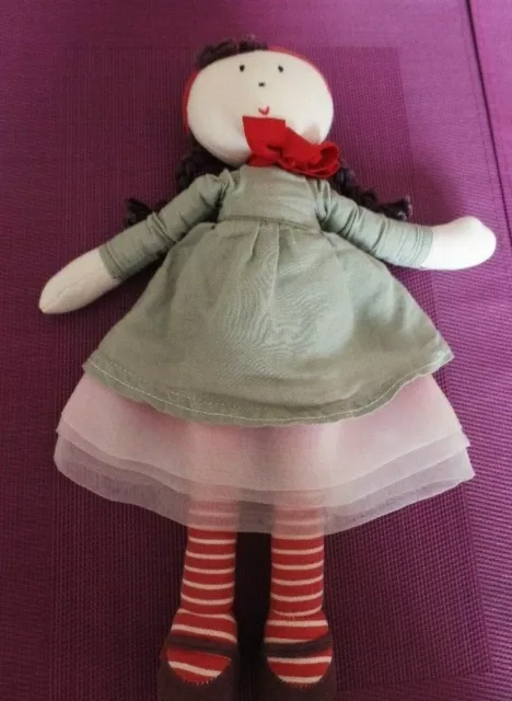 B13G / doudou poupée chiffon robe gris rose NINA JACADI