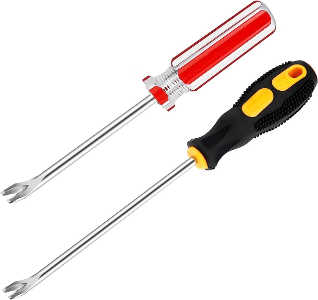 Extractor de uñas Fanshiontide, 2 piezas destornillador de punta en U de 3 mm, herramienta removedora de grapas, uñas