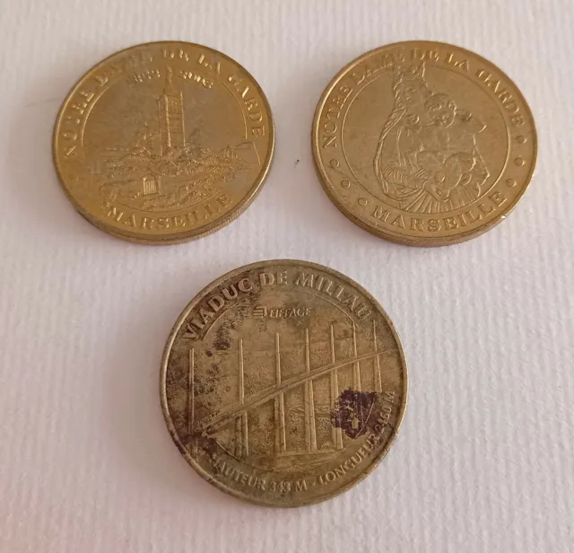 Lot 3 Medailles Monnaie De Paris 2 Sur Marseille Et Viaduc De Millau Ref68205