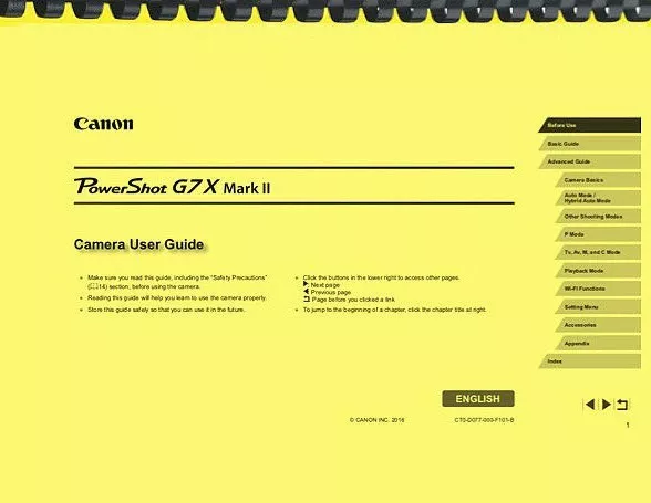 Canon Powershot G7X Mark II Camera User Guide Owner's Manual