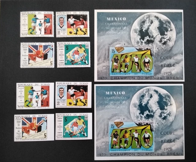 Tschad Fußball WM 1970 Nr 309-312 A + B & Block 9 A + B Postfrisch Michel 100,50