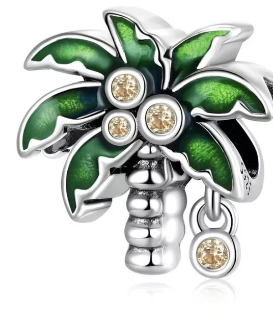 925 Sterling Silver Palm Tree For Charm Bracelet, Pendant Necklace New