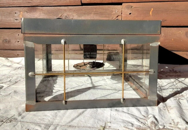 Irvin's Country Tinware Double Ceiling Light Tin with Brass Bars - Rustic