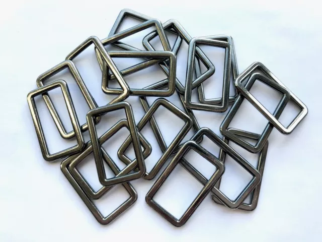 Anillos rectangulares de 30 mm bucles metal plata oscura sujetadores anillo D rectangular D27