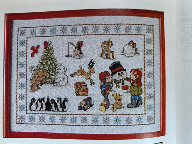 Winter Sampler Vintage Kids Christmas Cross stitch Design chart