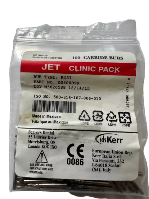 Carbide Bur FG #57 - Beavers Dental (Sealed) - 100pk (Clinic Pack)