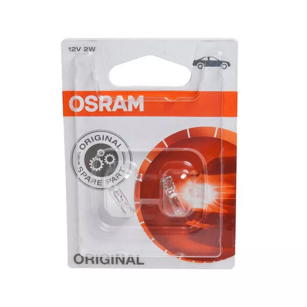 Light Bulb Twin Blister Clear 12V 2W T5 Replacement Spare - Osram 272202B