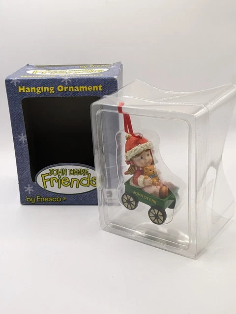Enesco 2000 John Deere Friends Hanging Ornament Girl Wagon Bear NOS 857459