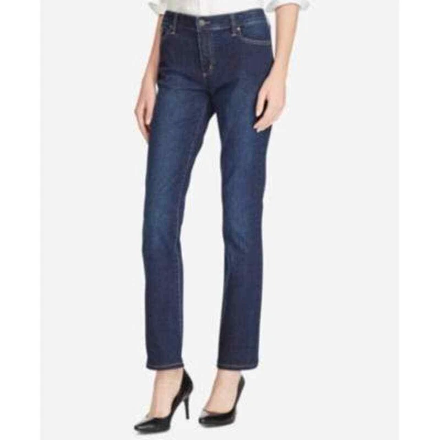 NWT Ralph Lauren Super Stretch Plus Size Straight Jeans Deep Royal Wash Size 16