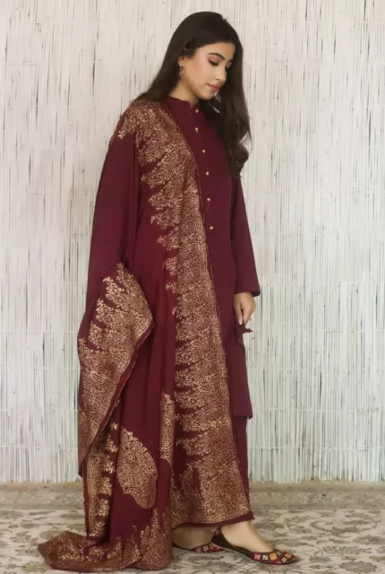 Pakistani designer suit womens - M- Small maroon