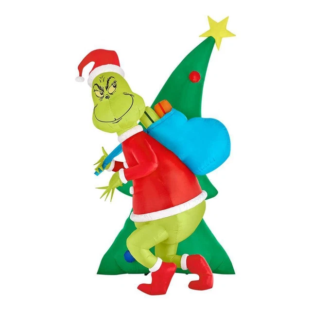 GRINCH GRINCH STEAL Christmas Inflatable Outdoor White Lights Medium 9