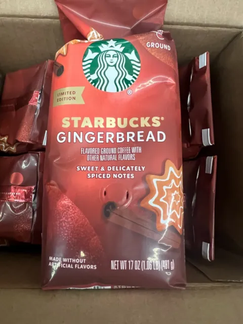 6 PACK  Starbucks Limited Edition Gingerbread Ground Coffee 17 oz