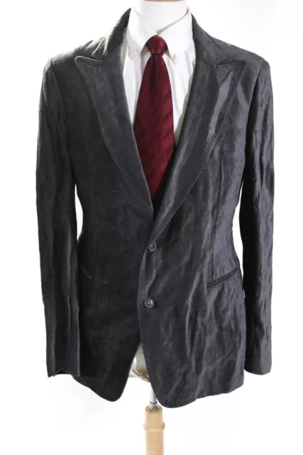 Armani Collezioni Mens Gray Two Button Long Sleeve Blazer Jacket Size 42L