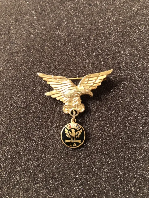 Vintage Eagle Shaped FOE LA Fraternal Order Of Eagles Gold Tone Pin