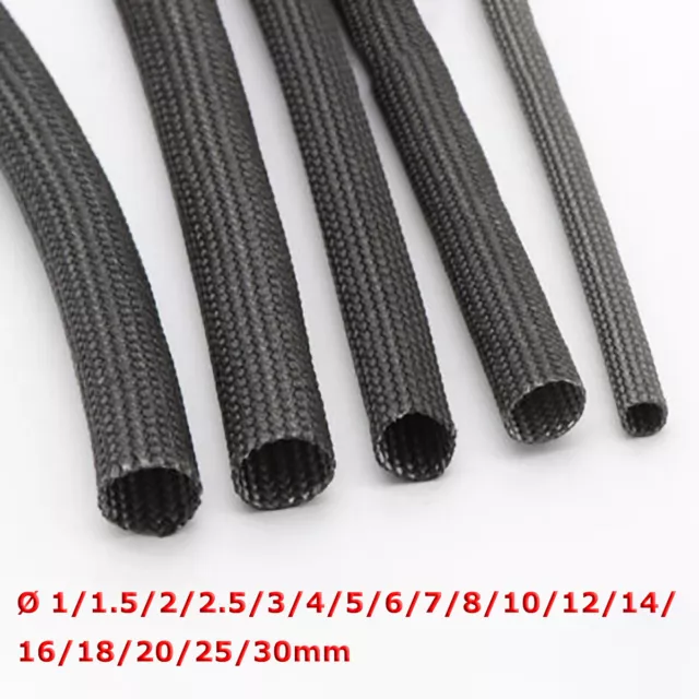 Black 600°C HIGH TEMP Fiberglass Sleeving Wire Cable Insulation Tube ID 1mm-30mm