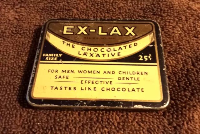 Old Vintage Original Ex-Lax The Chocolate Laxative EmptyTin Can 1950's