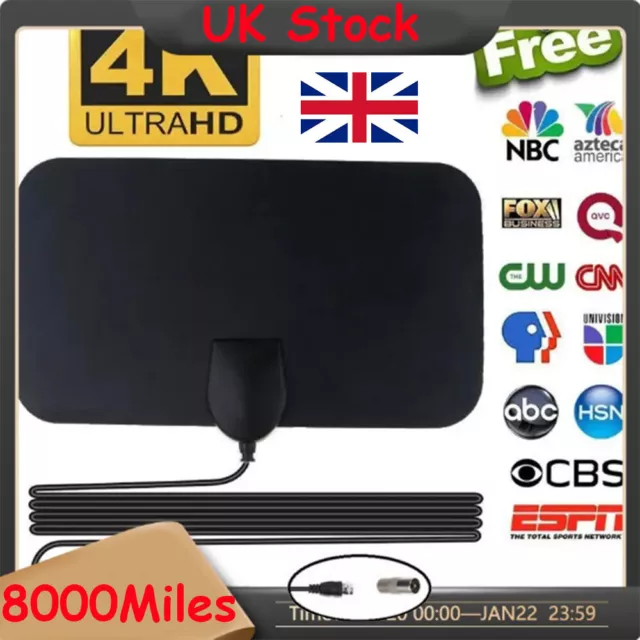 8000Miles Portable TV Antenna Indoor Outdoor Digital HD Freeview Aerial Ariel UK