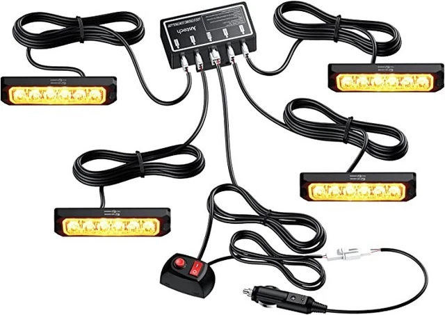 Justech 6 x Luce Stroboscopica Luci LED Lampeggiante 12V 24 V Impermeabile con S