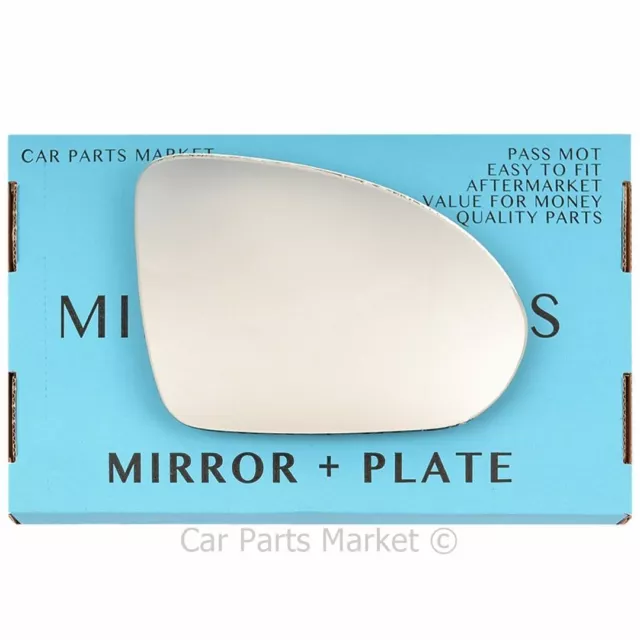 Right Driver side Flat Wing door mirror glass for Smart Forfour 2004-2006 +plate