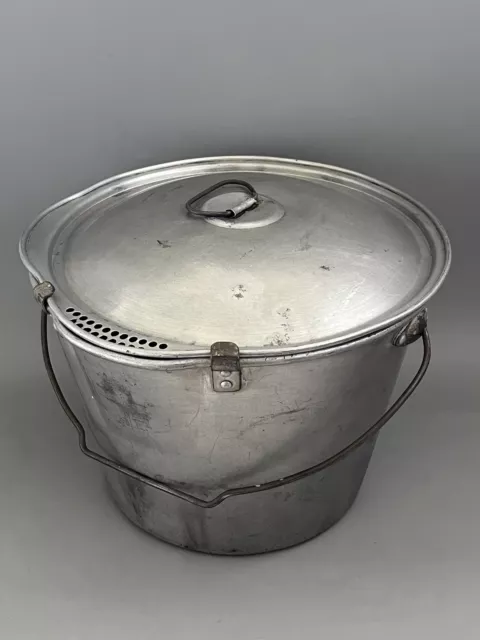 Vtg Wear-Ever Milk Bucket Aluminum Dairy Pail Strainer Lid Old Farm Antique USA