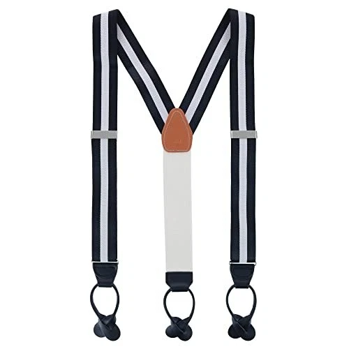 Men's Montague Center Stripe Nylon Button End Braces (Suspenders)
