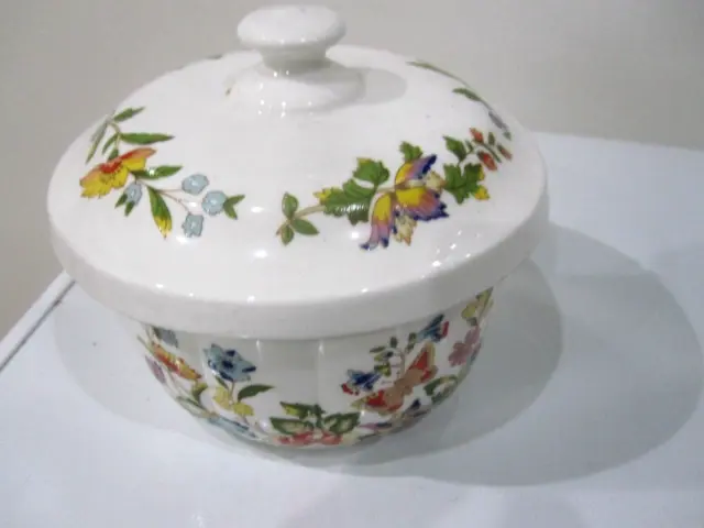 Aynsley Cottage Garden Fine China LIDDED Pot With Lid Butterfly Flowers