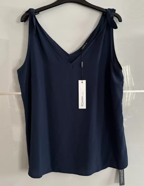 BNWT ROMAN NAVY Blue V-neck Cami Top - Size 16 $12.42 - PicClick