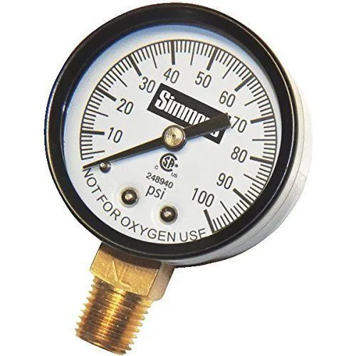 New Simmons 1305 100  Psi 1/4" Lead Free Well Pump Water Pressure Gauge