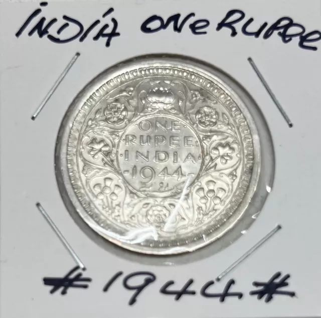 India One Rupee 1944 .50 Silver Coin - Sku375