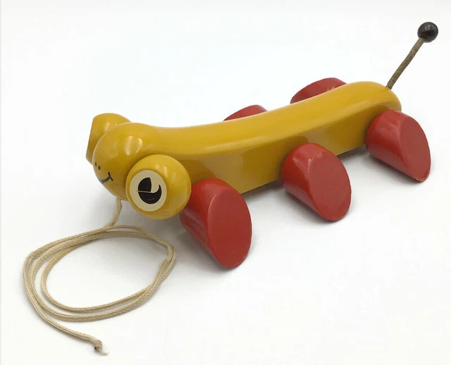 KOUVALIAS PULL TOY Unique Animal Caterpillar Vintage Toddler Made in Greece 105.08 PicClick UK