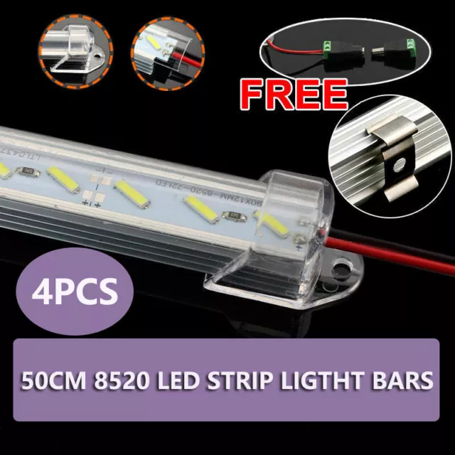 4x 50CM 12V 8520 LED Strip Light Bar Dimmable Caravan 4WD Camping Boat Fishing