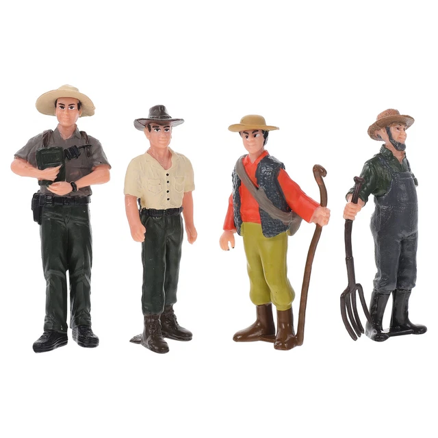 4 Pcs Landschaftsdekor Posen Simulation Kleinbauern Mini-Figuren Modell