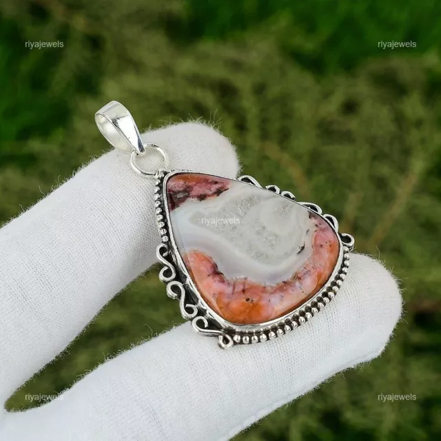 Natural Crazy Lace Agate Gemstone Pendant 925 Sterling Silver Jewelry For Girls