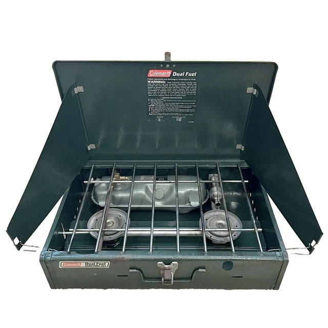 VINTAGE COLEMAN MODEL 424 Dual Fuel 2burner Camp Stove TESTED 139.