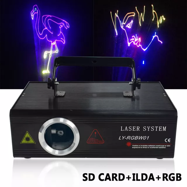 80W RGB DMX Animation Projector Show DJ Stage Light SD Card ILDA Laser Light