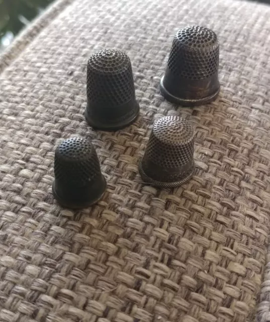 Lot Of 4 Antique Sterling Thimbles