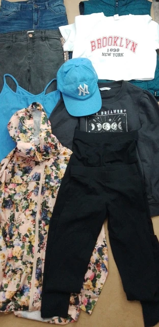 Girls Clothes Bundle 11-12 Years F&F NEXT M&S Shein Gilet Jeans Cap Leggings