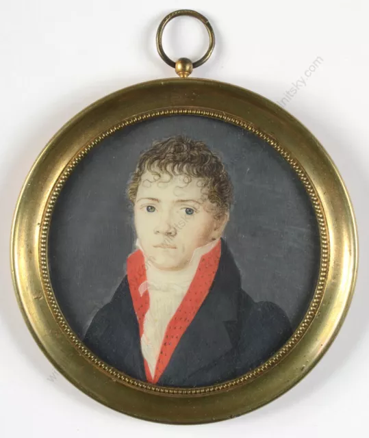 "Portrait of a young man", French miniature, 1800/05