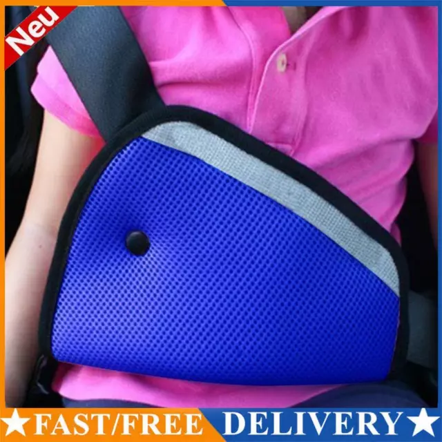 Kids Car Safe Fit Seat Belt Adjuster Baby Triangle Safety Device (Blue)