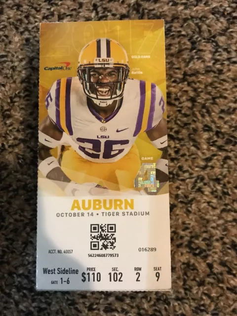 2017 Lsu Tigers Vs Auburn Tigers College Football Ticket Stub 10/14