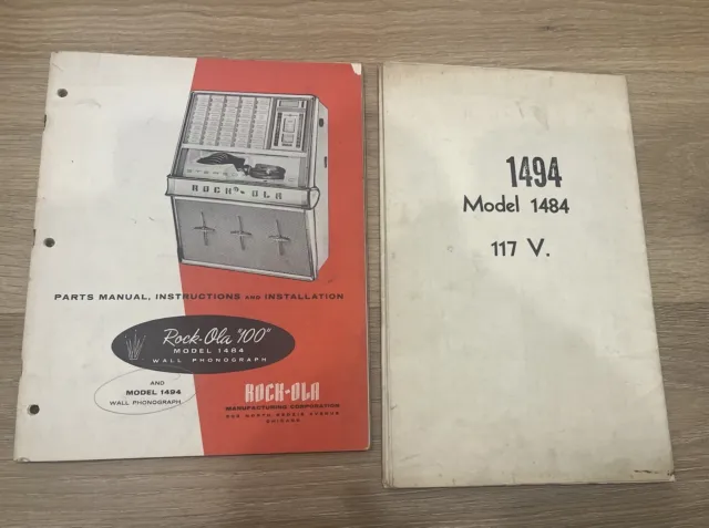 Original Rock-Ola 1484 Jukebox Service Manual- Parts Catalog & Schematics LOOK