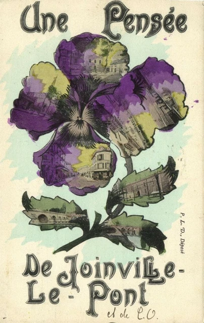 france, JOINVILLE-LE-PONT, Multiview, Pansy (1907) Postcard