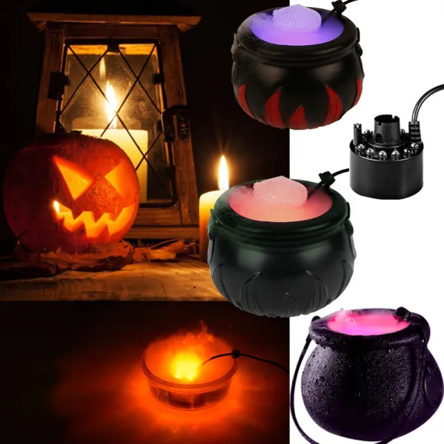 Halloween Witch Pot Smoke Machine Fogger Misting Cauldron Mist Maker Party Prop;