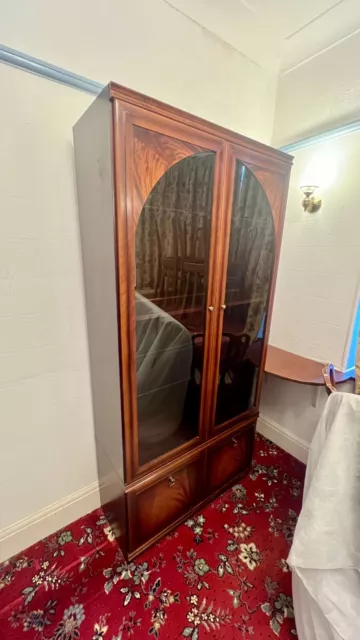 Flamed Mahogany Glass Fronted Display Cabinet