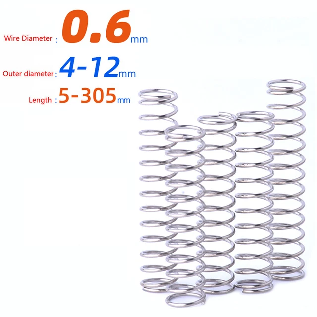 Lot De 10 Ressorts De Compression En Acier Inoxydable - 0.4mm X 4mm X 10mm - Pour Mécanique, Automobile, Bricolage