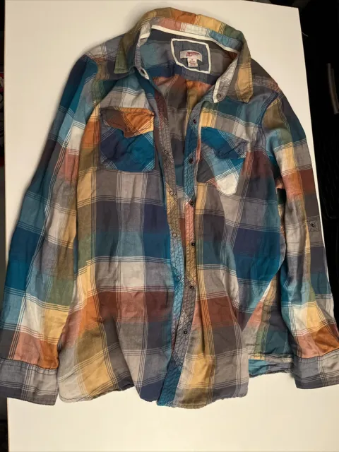 Arizona Jeans Co Jr. Plus Xl Long Sleeve Shirt With Collard Button Up Plaid