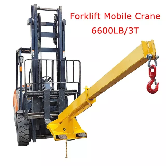 Adjustable Forklift Mobile Crane 6600LB/3T Forklift Extension Jib Boom Hook