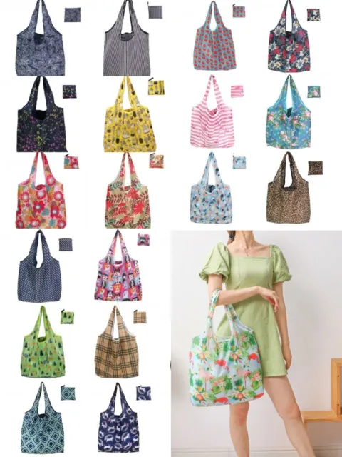X Large Reusable Foldable Ladies Shopping Bag Eco Tote Handbag Fold Away Bag UK